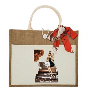 Custom Canvas Tote Bag, Large Size - Fashion Theme #9 - Cream Tote